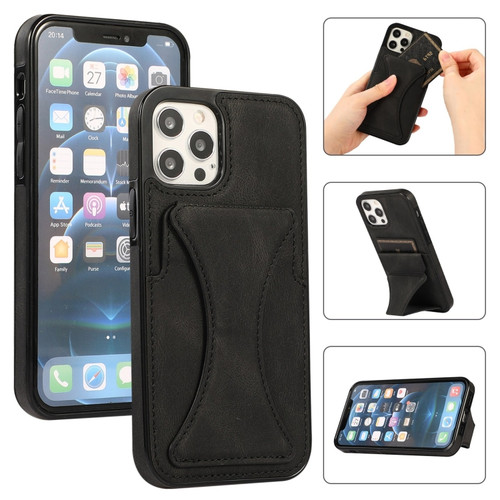 iPhone 11 Pro Ultra-thin Shockproof Protective Case with Holder & Metal Magnetic Function  - Black