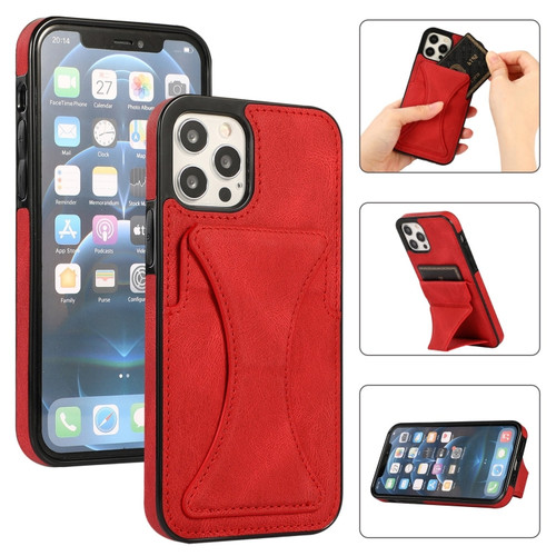iPhone 11 Pro Ultra-thin Shockproof Protective Case with Holder & Metal Magnetic Function  - Red