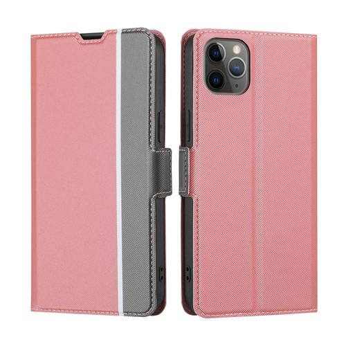 iPhone 11 Pro Twill Texture Side Button Leather Phone Case  - Pink