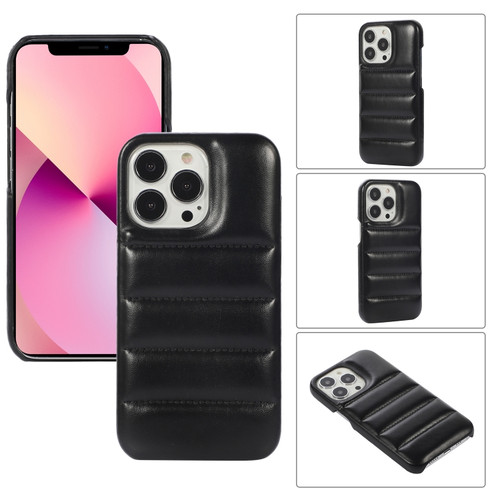 iPhone 11 Pro Thick Down Jacket Soft PU Phone Case - Black