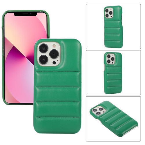 iPhone 11 Pro Thick Down Jacket Soft PU Phone Case - Dark Green