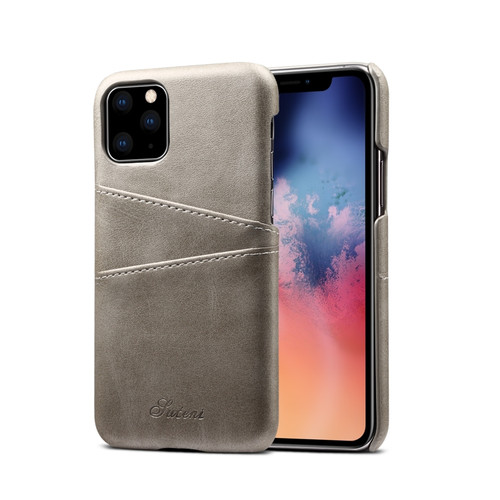 Suteni Calf Texture Back Cover Protective Case with Card Slots iPhone 11 Pro - Grey