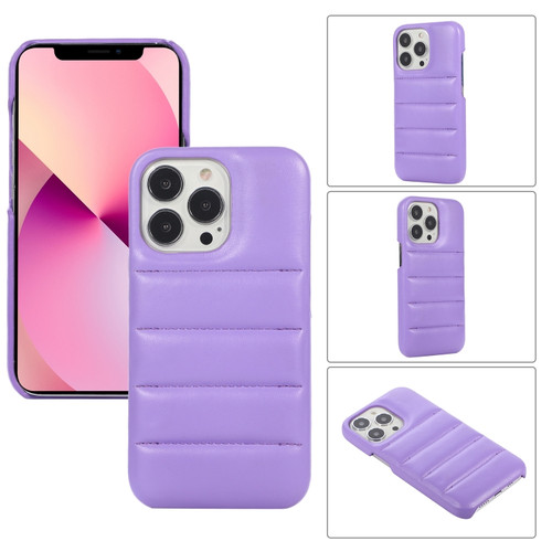 iPhone 11 Pro Thick Down Jacket Soft PU Phone Case - Purple