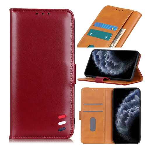 iPhone 11 Pro 3-Color Pearl Texture Magnetic Buckle Horizontal Flip PU Leather Case with Card Slots & Wallet & Holder - Wine Red