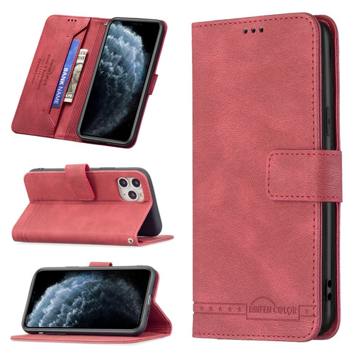 iPhone 11 Pro Magnetic Clasp RFID Blocking Anti-Theft Leather Case with Holder & Card Slots & Wallet  - Red