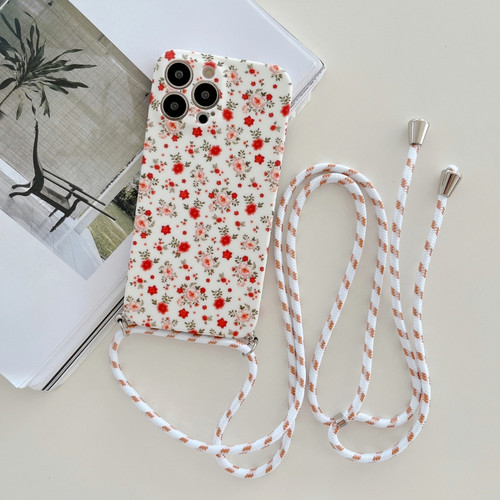 iPhone 11 Pro Lanyard Small Floral TPU Phone Case  - White