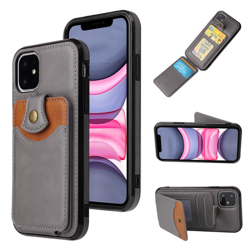 iPhone 11 Pro Soft Skin Leather Wallet Bag Phone Case  - Grey