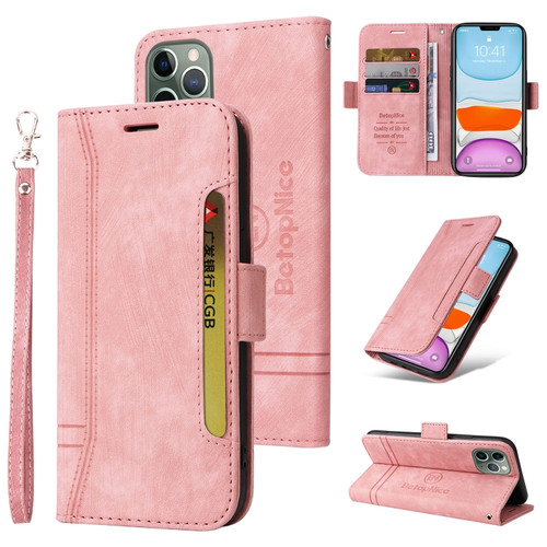 iPhone 11 Pro BETOPNICE Dual-side Buckle Leather Phone Case - Pink