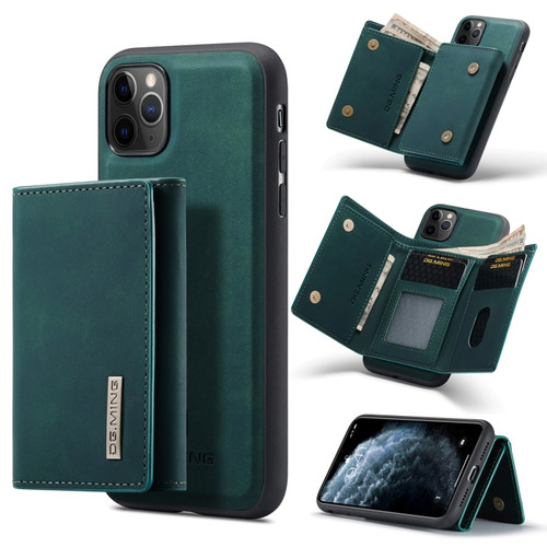 DG.MING M1 Series 3-Fold Multi Card Wallet  Back Cover Shockproof Case with Holder Function iPhone 11 Pro - Green