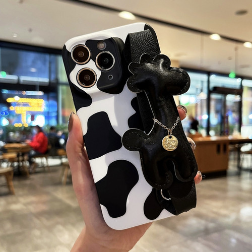 iPhone 11 Pro Frosted Wrist Band TPU Phone Case - Milk Cow Texture