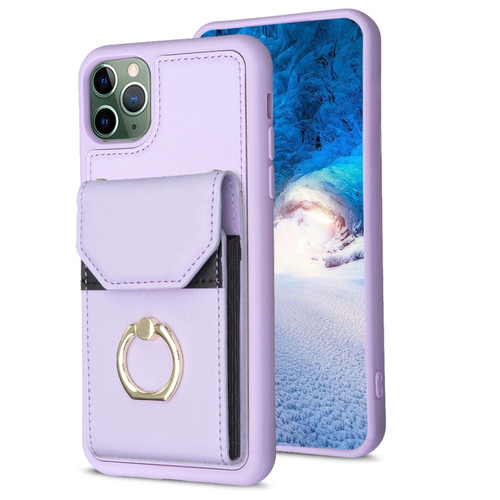 iPhone 11 Pro BF29 Organ Card Bag Ring Holder Phone Case - Purple