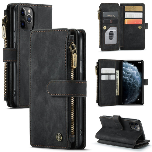 iPhone 11 Pro CaseMe-C30 PU + TPU Multifunctional Horizontal Flip Leather Case with Holder & Card Slot & Wallet & Zipper Pocket  - Black