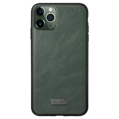 iPhone 11 Pro SULADA Shockproof TPU + Handmade Leather Protective Case - Green