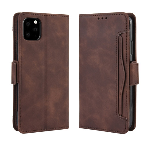 iPhone 11 Pro Wallet Style Skin Feel Calf Pattern Leather Case ,with Separate Card Slot - Brown