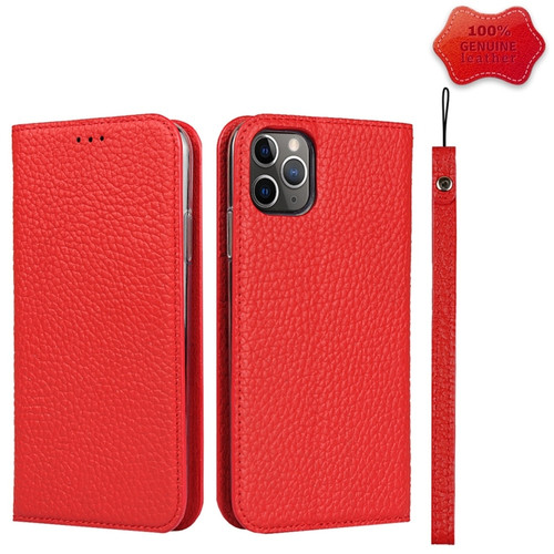 iPhone 11 Pro Litchi Genuine Leather Phone Case  - Red