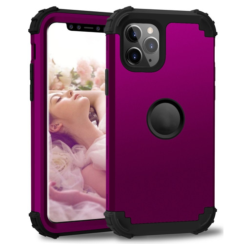 iPhone 11 Pro PC+ Silicone Three-piece Anti-drop Mobile Phone Protective Back Cover - Dark Purple