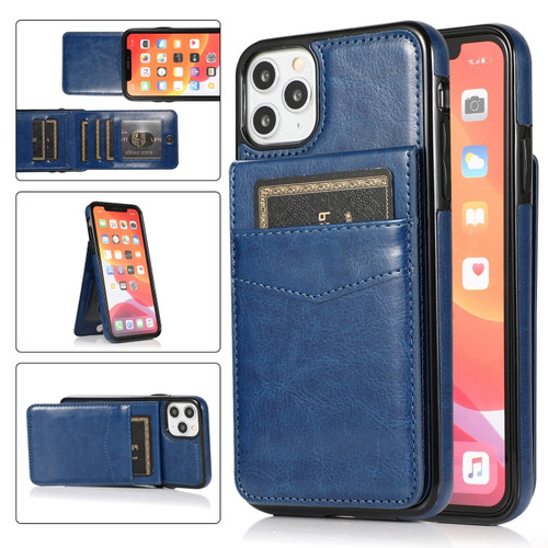 iPhone 11 Pro Solid Color PC + TPU Protective Case with Holder & Card Slots  - Blue