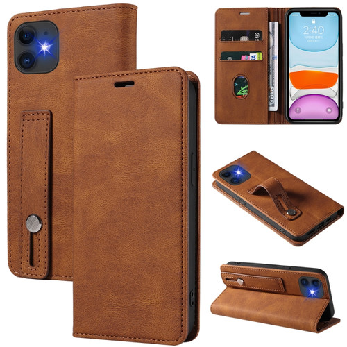 iPhone 11 Pro Wristband Magnetic Leather Phone Case  - Brown