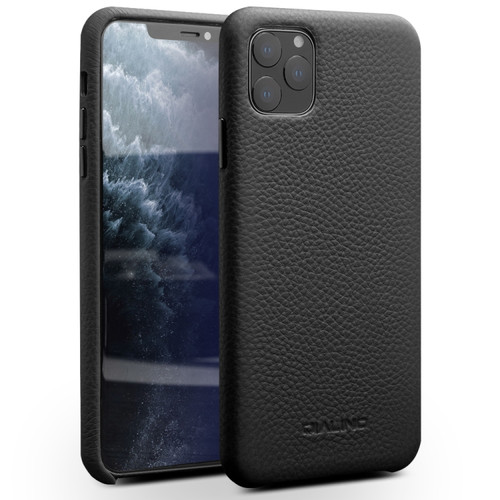 iPhone 11 Pro QIALINO Shockproof Top-grain Leather Protective Case - Black