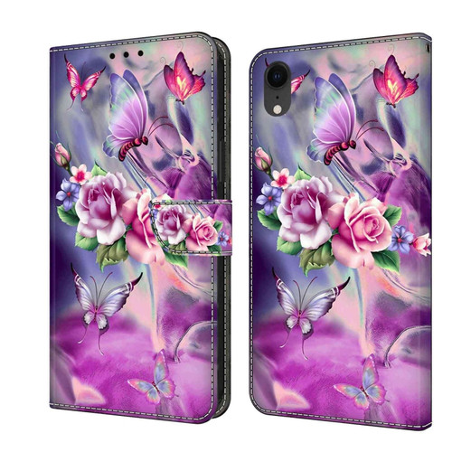 iPhone XR Crystal 3D Shockproof Protective Leather Phone Case - Butterfly