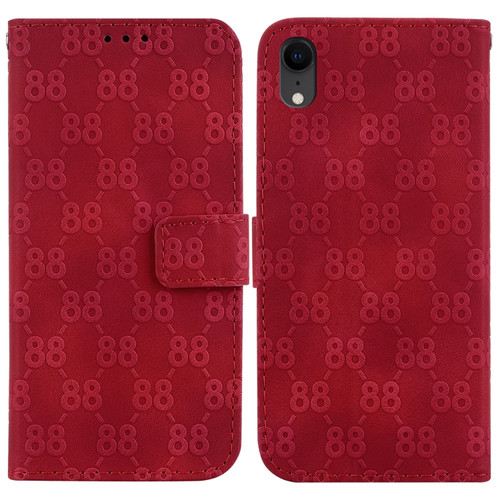 iPhone XR Double 8-shaped Embossed Leather Phone Case - Red