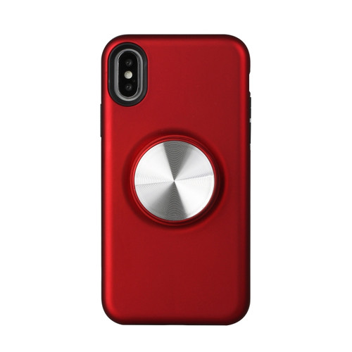 iPhone XR TPU+PC 2 in 1 Shockproof Case with Magnetic Round Car Holder - Red