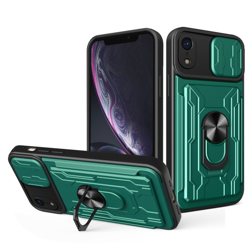 iPhone XR Sliding Camshield Card Phone Case - Dark Green
