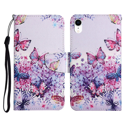 iPhone XR Painted Pattern Horizontal Flip Leather Case with Holder & Card Slot & Wallet - Bright Butterfly