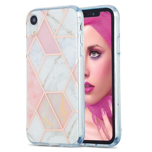 iPhone XR 3D Electroplating Marble Pattern TPU Protective Case - Pink