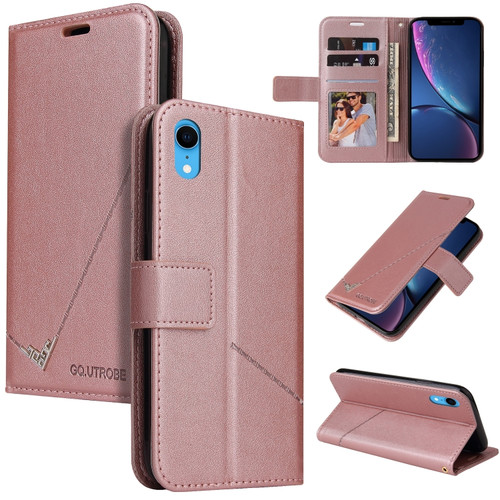 iPhone XR GQUTROBE Right Angle Leather Phone Case - Rose Gold