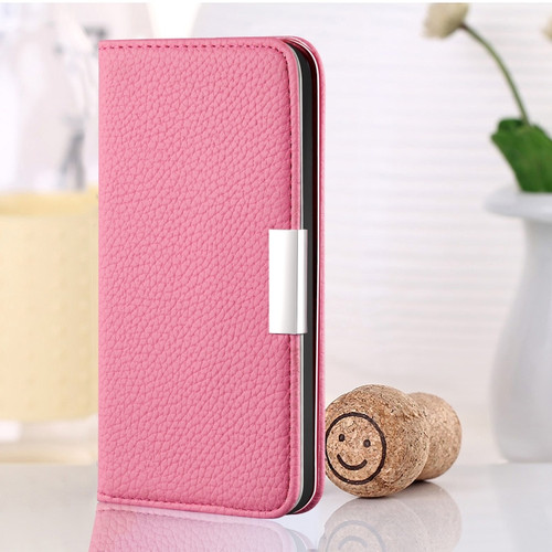 iPhone XR Litchi Texture Horizontal Flip Leather Case with Holder & Card Slots - Pink