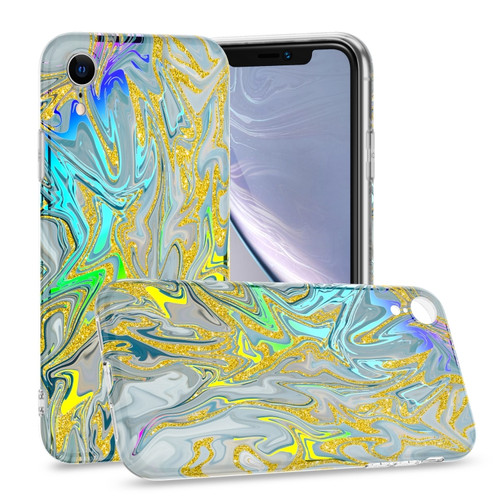 iPhone XR Laser Glitter Watercolor Pattern Shockproof Protective Case - FD2