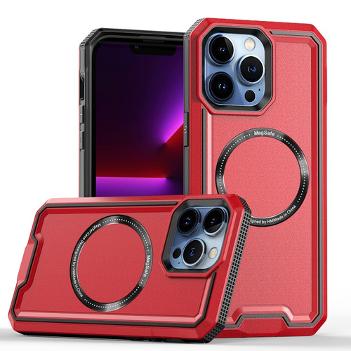 iPhone XR Armour Two-color MagSafe Magnetic TPU + PC Phone Case - Red