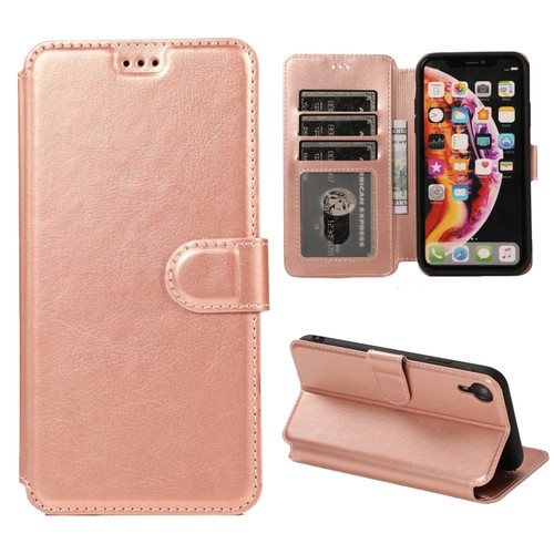 iPhone XR Shockproof PU + TPU Leather Phone Case - Rose Gold