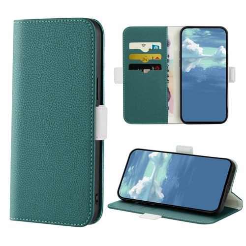 iPhone XR Candy Color Litchi Texture Leather Phone Case - Dark Green