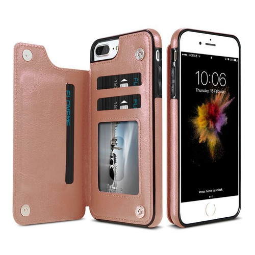 iPhone XS Max Retro PU Leather Case Multi Card Holders Phone Cases  - Rose Gold