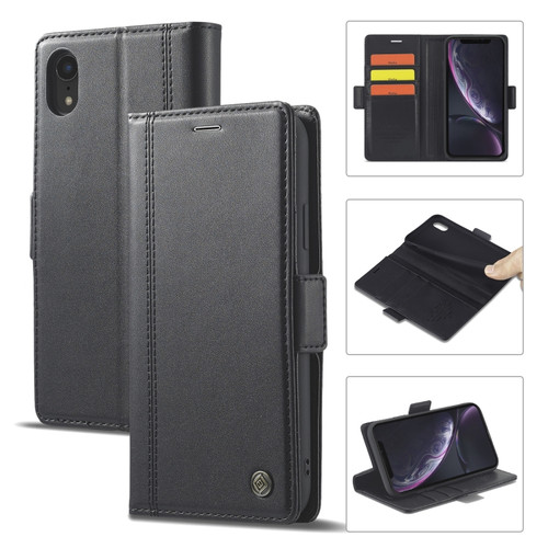iPhone XR LC.IMEEKE Magnetic Buckle PU + TPU Horizontal Flip Leather Case with Holder & Card Slots & Wallet - Black