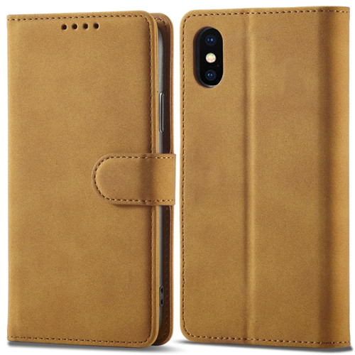 iPhone XR Frosted Anti-theft Brush Horizontal Flip Leather Case with Holder & Card Slots & Wallet - Yellow