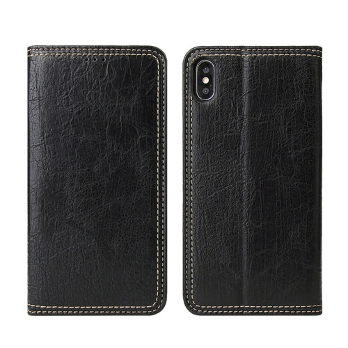 iPhone XR Retro Tree Bark Texture PU Magnetic Horizontal Flip Leather Case with Holder & Card Slots & Wallet - Black