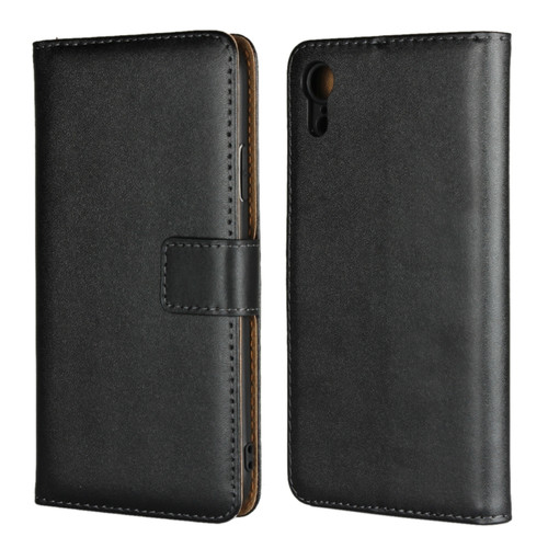 iPhone XR Leather Horizontal Flip Holster with Magnetic Clasp and Bracket and Card Slot and Wallet - Black