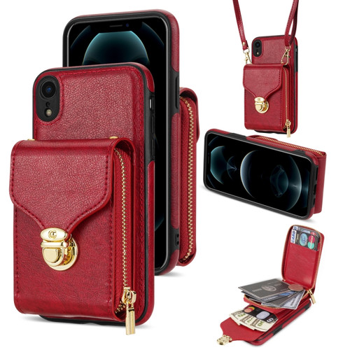 iPhone XR Zipper Hardware Card Wallet Phone Case - Red