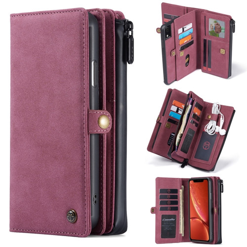 iPhone XR CaseMe 018 Detachable Multi-functional Horizontal Flip Leather Case with Card Slot & Holder & Zipper Wallet & Photo Frame - Red