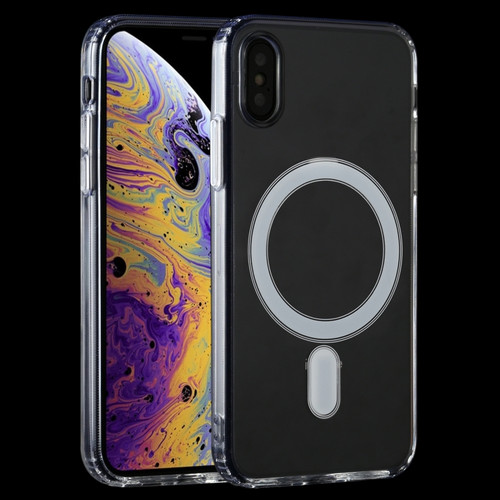 iPhone XS Max Magsafe Case Simple Magnetic Ring All-inclusive Clear Crystal Acrylic PC +TPU Shockproof Case - Transparent