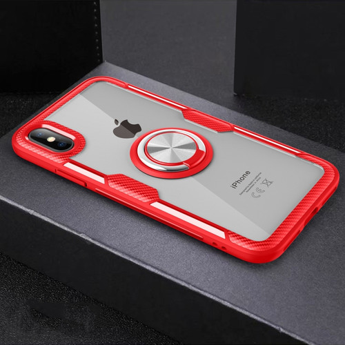 iPhone XS Max Magnetic 360 Degree Rotation Ring Holder Armor Protective Case  - Red