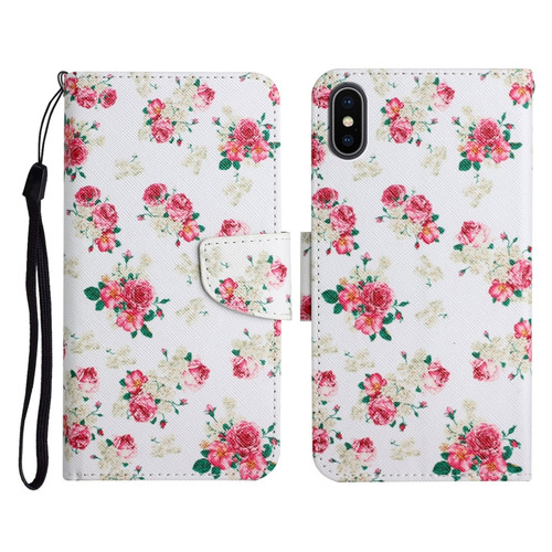 iPhone XS Max Painted Pattern Horizontal Flip Leather Case with Holder & Card Slot & Wallet - Red Peony Flower