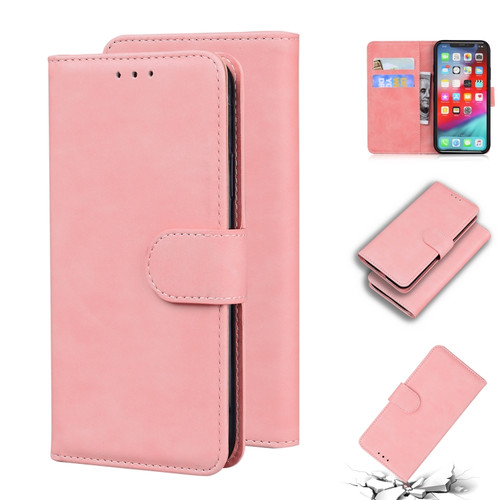 iPhone XS Max Skin Feel Pure Color Flip Leather Phone Case - Pink