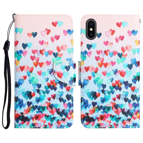 iPhone XS Max Colored Drawing Leather Phone Case - Heart