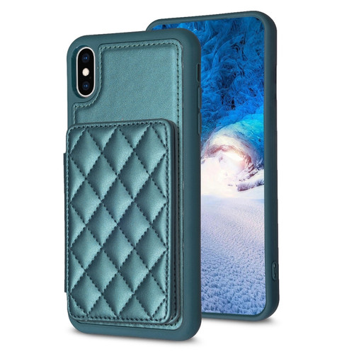 iPhone XS Max BF25 Square Plaid Card Bag Holder Phone Case - Green