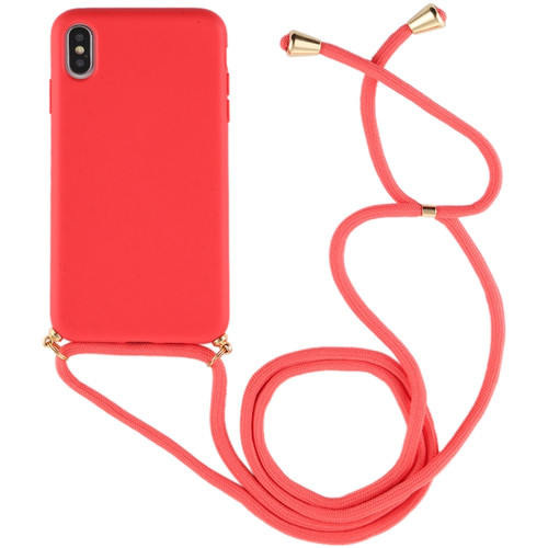 iPhone XS Max TPU Anti-Fall Mobile Phone Case With Lanyard  - Red