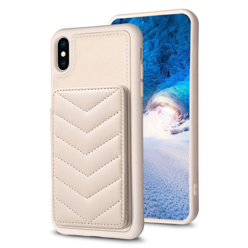 iPhone XS Max BF26 Wave Pattern Card Bag Holder Phone Case - Beige